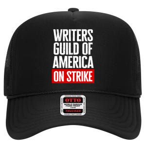 WGA Strong Writers Guild Of America On Strike High Crown Mesh Back Trucker Hat