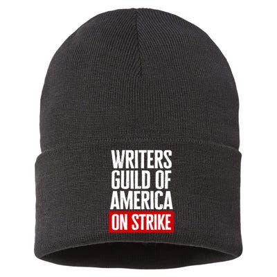 WGA Strong Writers Guild Of America On Strike Sustainable Knit Beanie