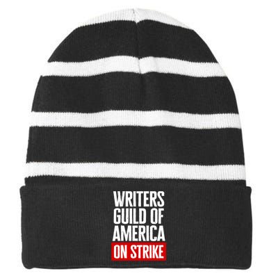 WGA Strong Writers Guild Of America On Strike Striped Beanie with Solid Band