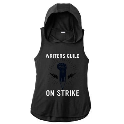 WGA Strike Writers Guild On Strike Writers Guild America Ladies PosiCharge Tri-Blend Wicking Draft Hoodie Tank