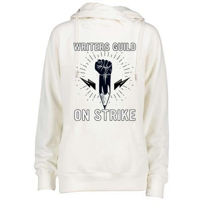 WGA Strike Writers Guild On Strike Writers Guild America Womens Funnel Neck Pullover Hood