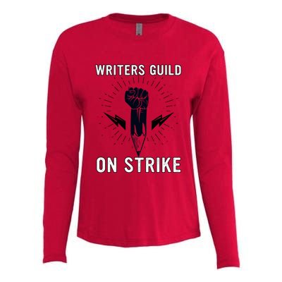 WGA Strike Writers Guild On Strike Writers Guild America Womens Cotton Relaxed Long Sleeve T-Shirt