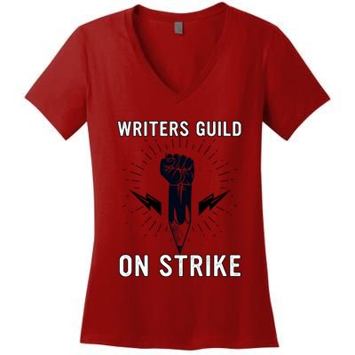 WGA Strike Writers Guild On Strike Writers Guild America Women's V-Neck T-Shirt