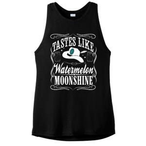 Whiskey Style Watermelon Moonshine Ladies PosiCharge Tri-Blend Wicking Tank