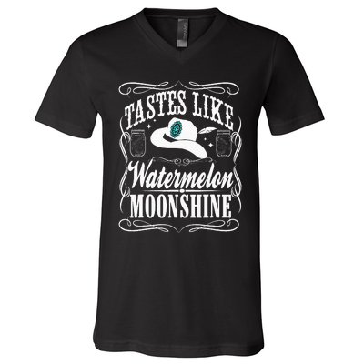 Whiskey Style Watermelon Moonshine V-Neck T-Shirt