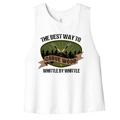 Wood Sculpture Whittle Wood Carving Woodcarver Women's Racerback Cropped Tank