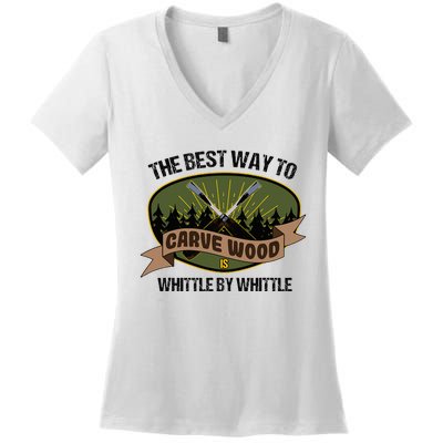 Wood Sculpture Whittle Wood Carving Woodcarver Women's V-Neck T-Shirt