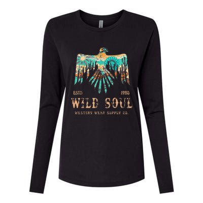 Wild Soul Western Wear Southwest Thunderbird Desert Vibes Womens Cotton Relaxed Long Sleeve T-Shirt