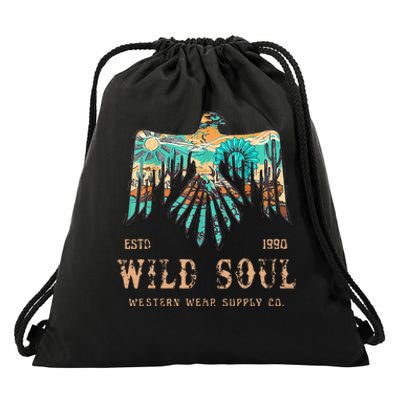 Wild Soul Western Wear Southwest Thunderbird Desert Vibes Drawstring Bag