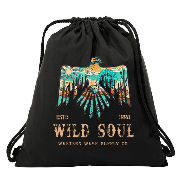 Wild Soul Western Wear Southwest Thunderbird Desert Vibes Drawstring Bag