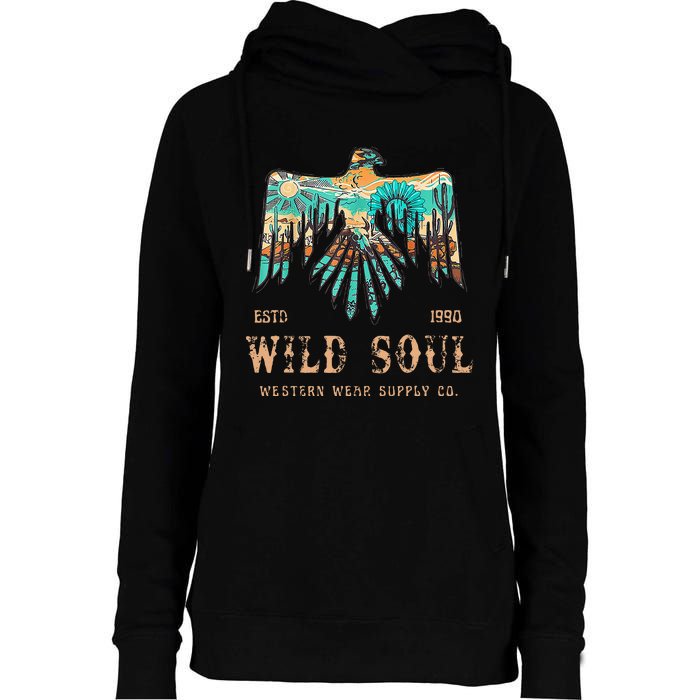 Wild Soul Western Wear Southwest Thunderbird Desert Vibes Womens Funnel Neck Pullover Hood