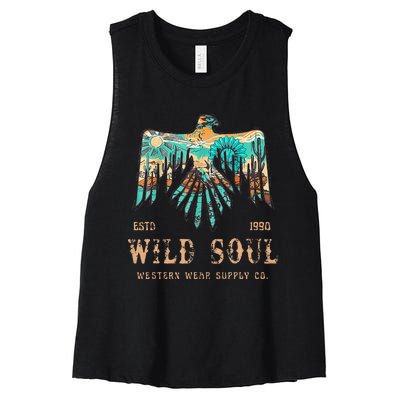 Wild Soul Western Wear Southwest Thunderbird Desert Vibes Women's Racerback Cropped Tank