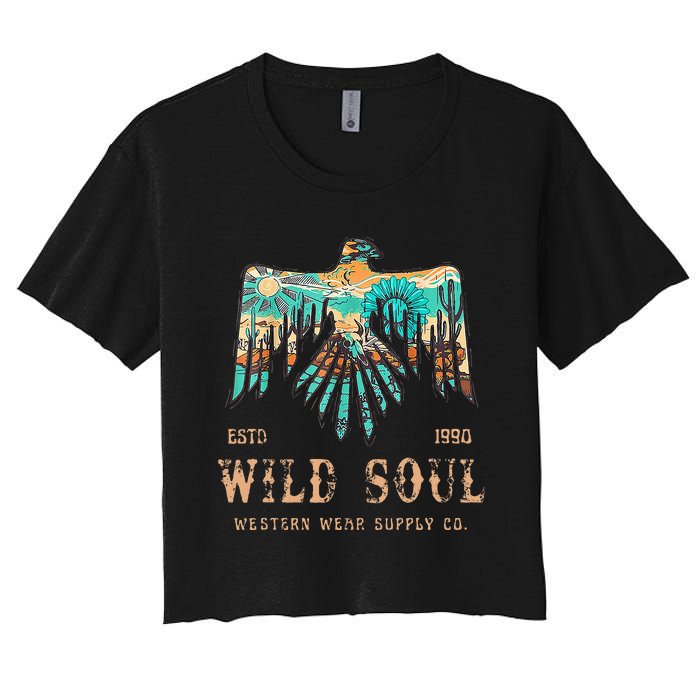 Wild Soul Western Wear Southwest Thunderbird Desert Vibes Women's Crop Top Tee