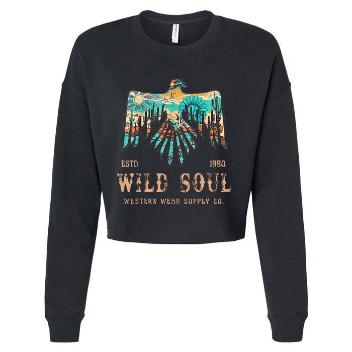 Wild Soul Western Wear Southwest Thunderbird Desert Vibes Cropped Pullover Crew