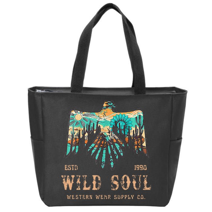 Wild Soul Western Wear Southwest Thunderbird Desert Vibes Zip Tote Bag