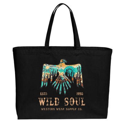 Wild Soul Western Wear Southwest Thunderbird Desert Vibes Cotton Canvas Jumbo Tote