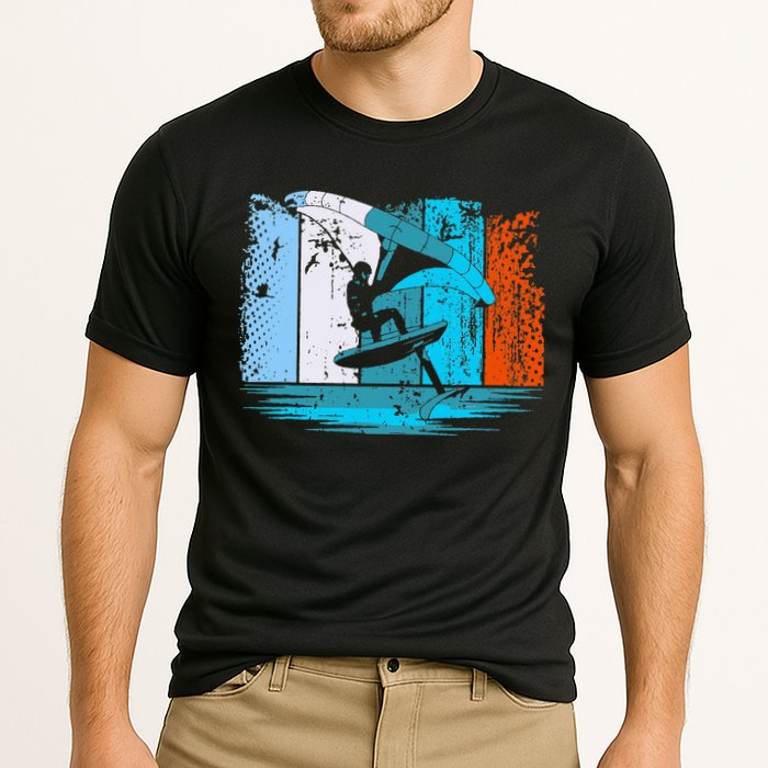 Wing Surf Wing Foil Wingsurfer Retro Cooling Performance Crew T-Shirt