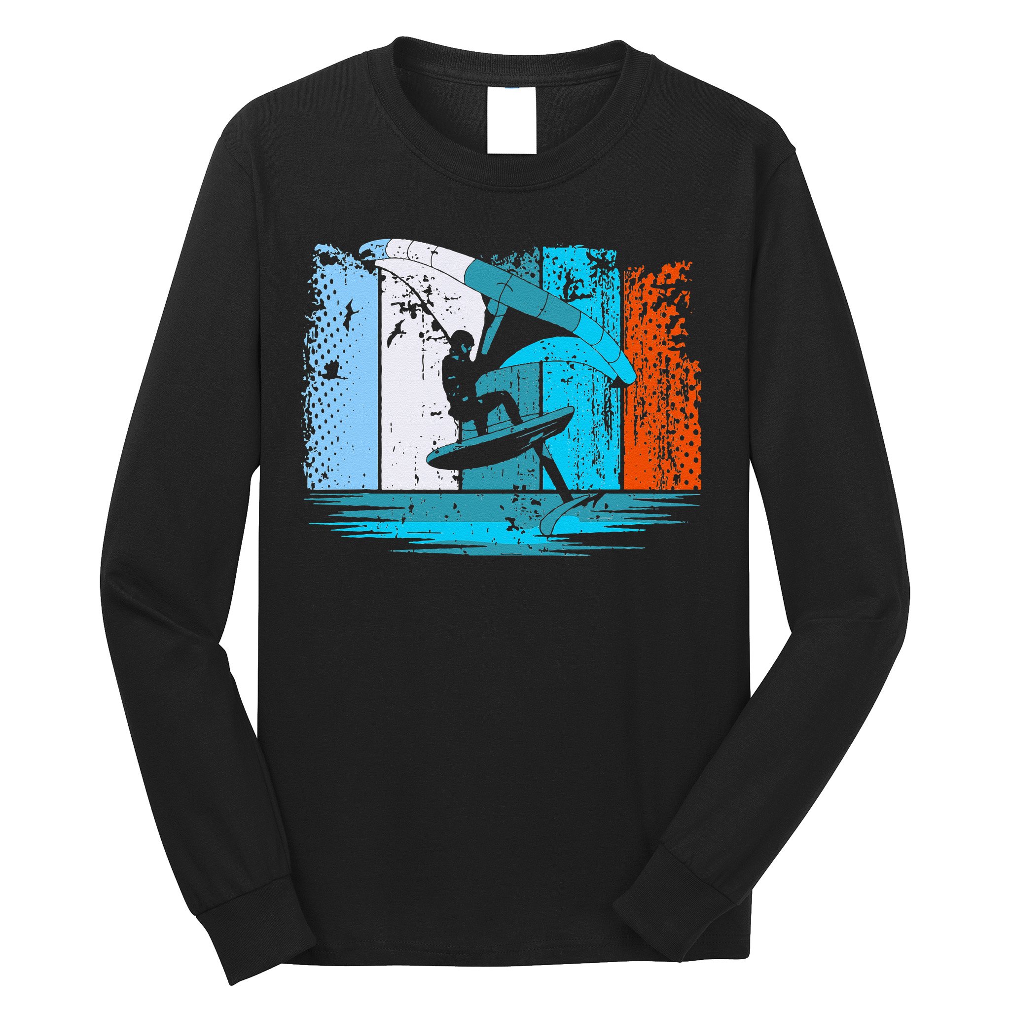 Wing Surf Wing Foil Wingsurfer Retro Long Sleeve Shirt