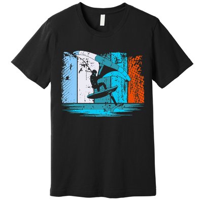 Wing Surf Wing Foil Wingsurfer Retro Premium T-Shirt