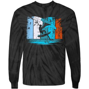 Wing Surf Wing Foil Wingsurfer Retro Tie-Dye Long Sleeve Shirt