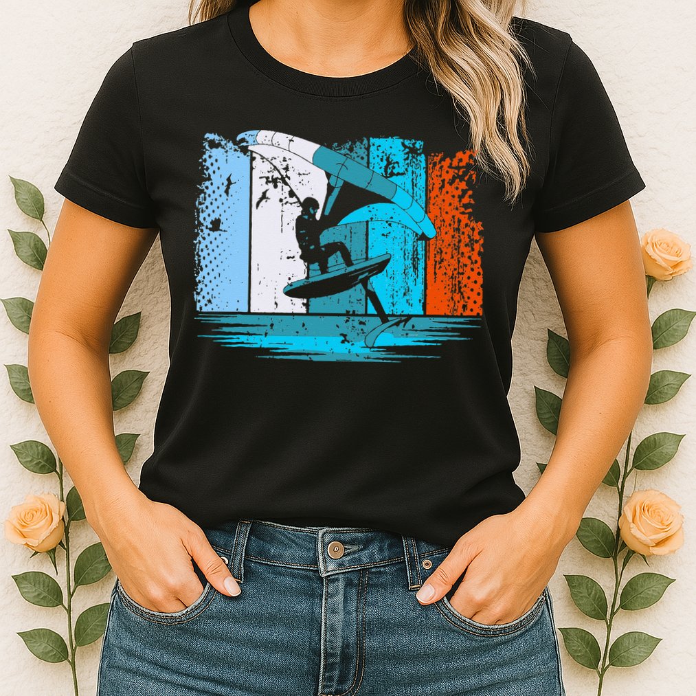 Wing Surf Wing Foil Wingsurfer Retro Womens T-Shirt