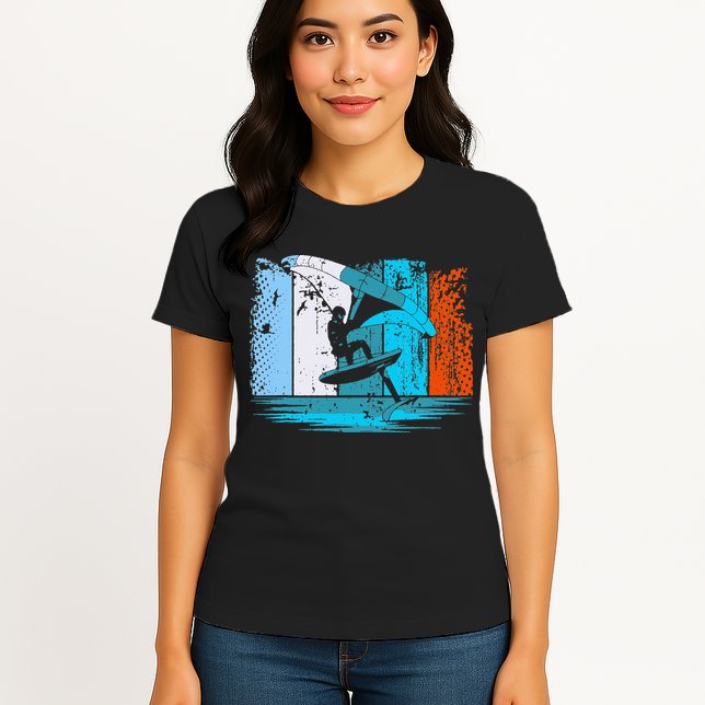 Wing Surf Wing Foil Wingsurfer Retro Womens T-Shirt