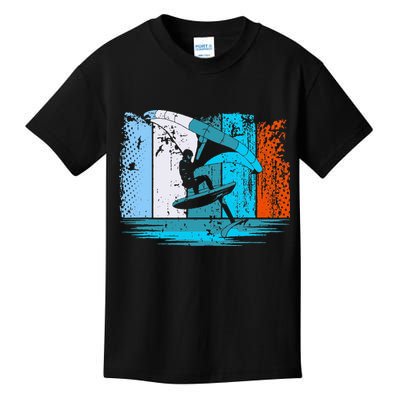 Wing Surf Wing Foil Wingsurfer Retro Kids T-Shirt