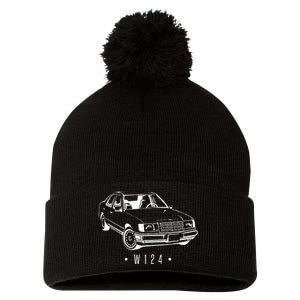 W124 Silhouette Pom Pom 12in Knit Beanie