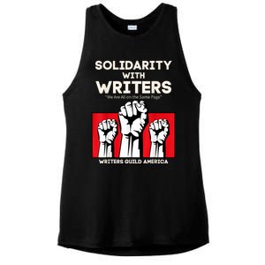 WGA Solidarity With Writers Guild Of America On Strike Retro Ladies PosiCharge Tri-Blend Wicking Tank