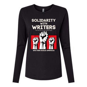 WGA Solidarity With Writers Guild Of America On Strike Retro Womens Cotton Relaxed Long Sleeve T-Shirt