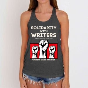 WGA Solidarity With Writers Guild Of America On Strike Retro Women's Knotted Racerback Tank