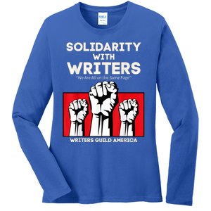 WGA Solidarity With Writers Guild Of America On Strike Retro Ladies Long Sleeve Shirt