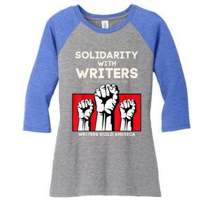 WGA Solidarity With Writers Guild Of America On Strike Retro Women's Tri-Blend 3/4-Sleeve Raglan Shirt