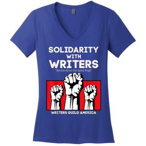 WGA Solidarity With Writers Guild Of America On Strike Retro Women's V-Neck T-Shirt