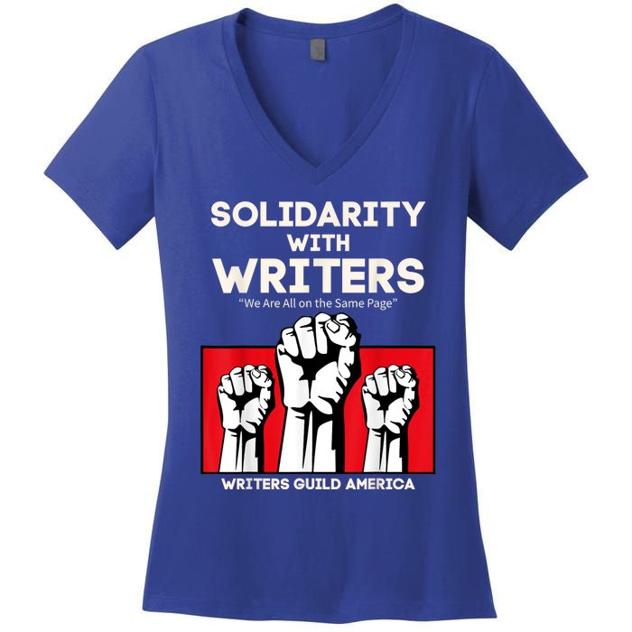 WGA Solidarity With Writers Guild Of America On Strike Retro Women's V-Neck T-Shirt