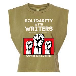 WGA Solidarity With Writers Guild Of America On Strike Retro Garment-Dyed Women's Muscle Tee