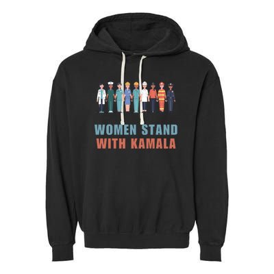 Women Stand With Kamala Walz Madam President Unity Harris Garment-Dyed Fleece Hoodie