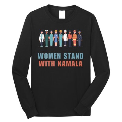 Women Stand With Kamala Walz Madam President Unity Harris Long Sleeve Shirt