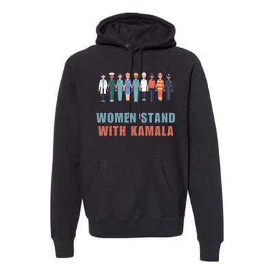 Women Stand With Kamala Walz Madam President Unity Harris Premium Hoodie