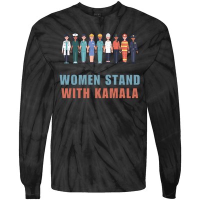 Women Stand With Kamala Walz Madam President Unity Harris Tie-Dye Long Sleeve Shirt