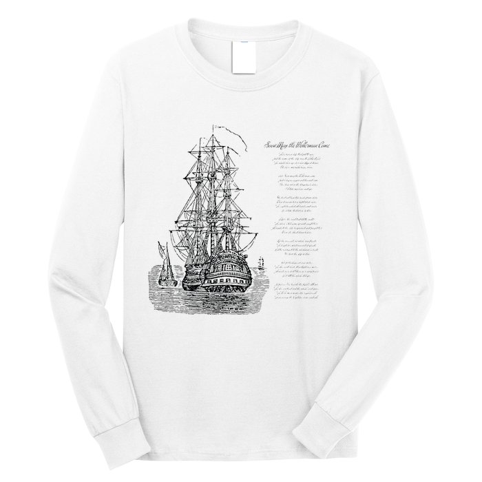 Wellerman Song With Vintage Ship Sea Shanty Design Long Sleeve Shirt