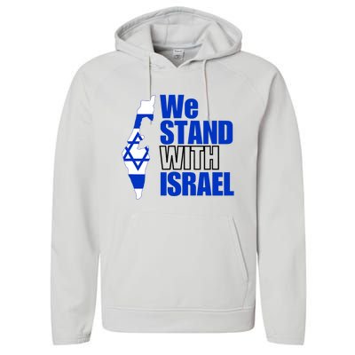 We Stand With Israel Flag Outline Performance Fleece Hoodie