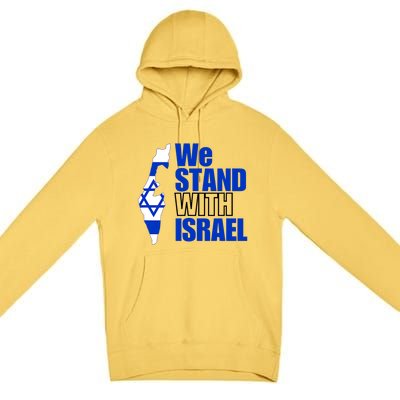 We Stand With Israel Flag Outline Premium Pullover Hoodie