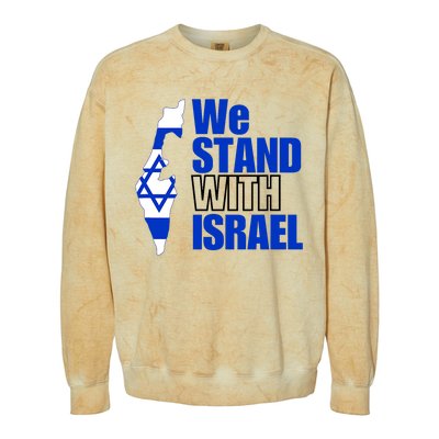 We Stand With Israel Flag Outline Colorblast Crewneck Sweatshirt