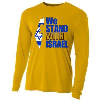 We Stand With Israel Flag Outline Cooling Performance Long Sleeve Crew