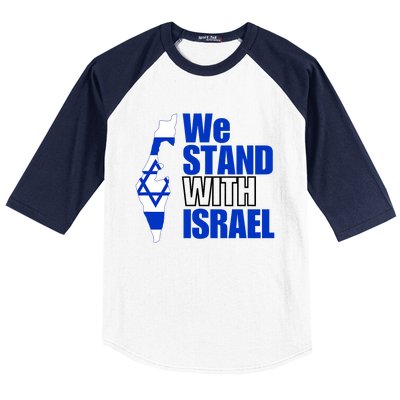 We Stand With Israel Flag Outline Baseball Sleeve Shirt