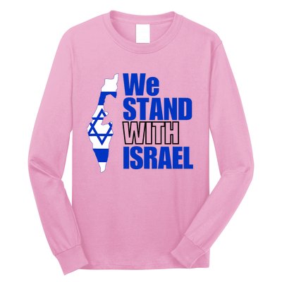 We Stand With Israel Flag Outline Long Sleeve Shirt