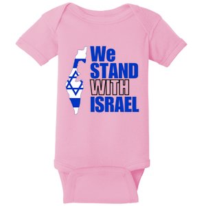 We Stand With Israel Flag Outline Baby Bodysuit