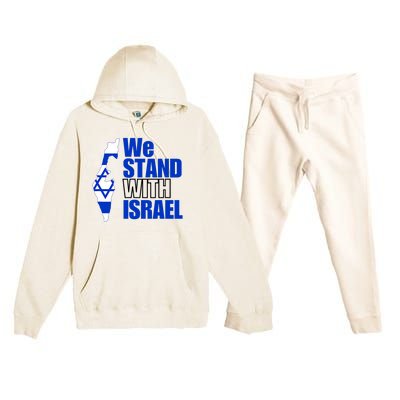 We Stand With Israel Flag Outline Premium Hooded Sweatsuit Set