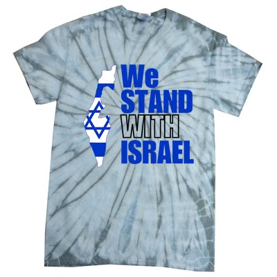 We Stand With Israel Flag Outline Tie-Dye T-Shirt